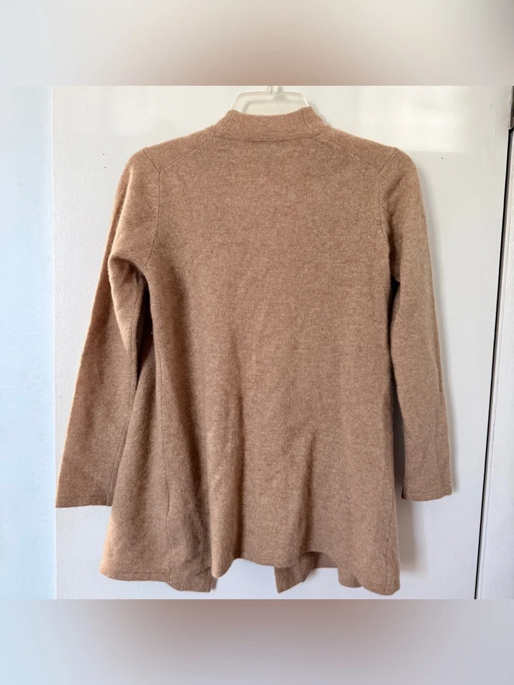 Charter Club Luxury 100% Cashmere Beige Open Front Long Sleeve Cardigan Sz S